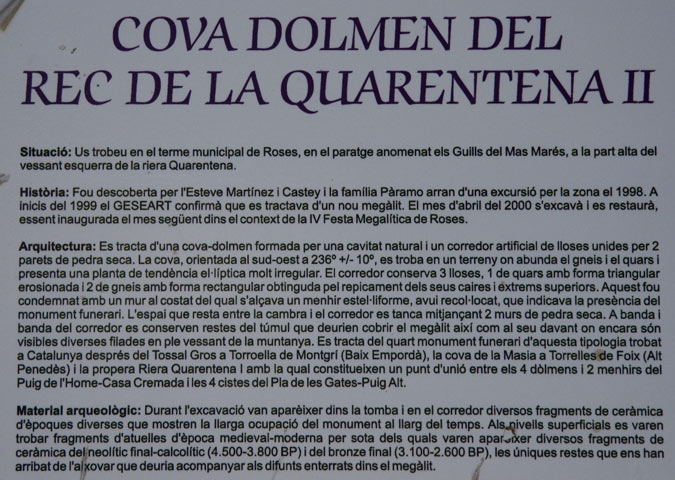 Cartell Cova Dolmen Rec de la Quarentena II 1de4