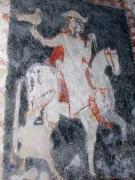 Fresc de cavaller cetrer, esglesia de Caldégas, S. XIII